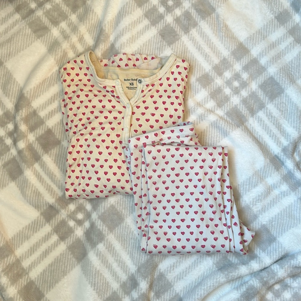 Roller Rabbit Pink Hearts long sleeve Pajamas XS